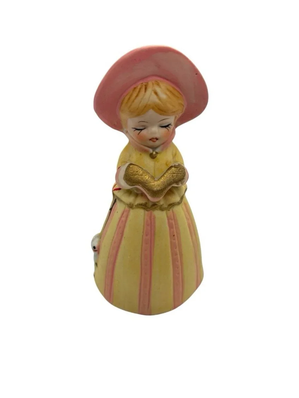 Vintage Merri Bells Jasco 1978 Girl Caroler Bisque Porcelain Bell Figurine